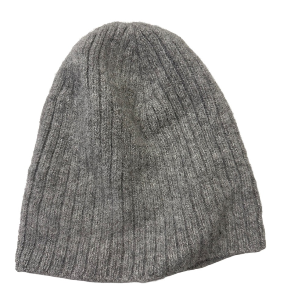 Industry of All Nations Beanie OS Gray 100% Undyed Alpaca Ribbed Knit Hat Peru